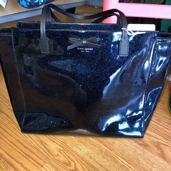 kate spade blue sparkle purse